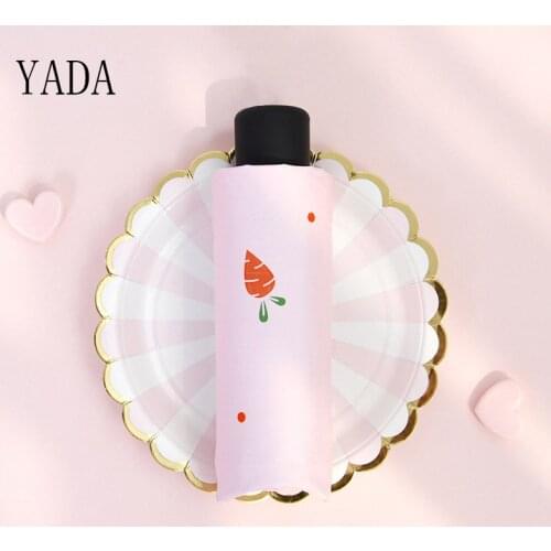 YADA Nwe Light Mini Umbrellas Rainy Five Pocket Folding Cartoon Carrot Umbrella For Women Men UV Waterproof Umbrella YD200035