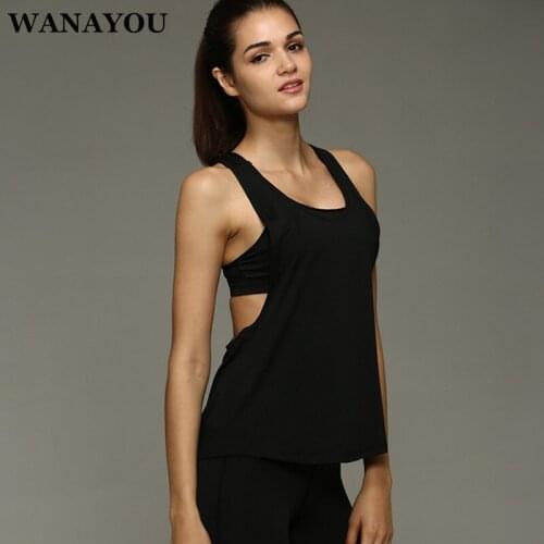 WANAYOU Women Sleeveless Hollow Back Yoga Shirts Quick Drying Breathable Jogging Vest Fitness Sport Top Running Training Clothes
