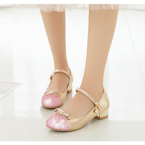 Big Size 11 12 13 14 ladies high heels women shoes woman pumps Butterfly knot sequins with round head and shallow mouth