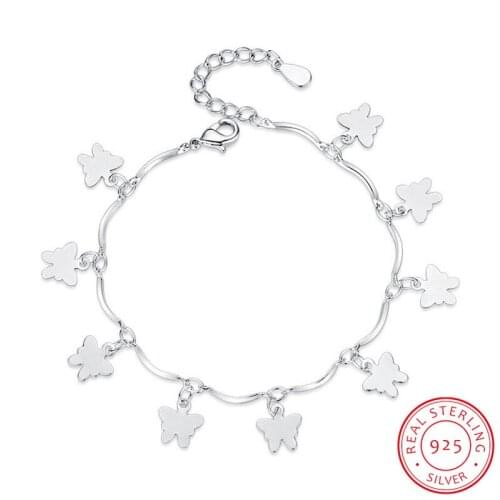 925 Sterling Silver Animal Bracelets & Bangles For Women Sterling-silver-jewelry Lovely Butterfly Bracelet pulseira S-B112