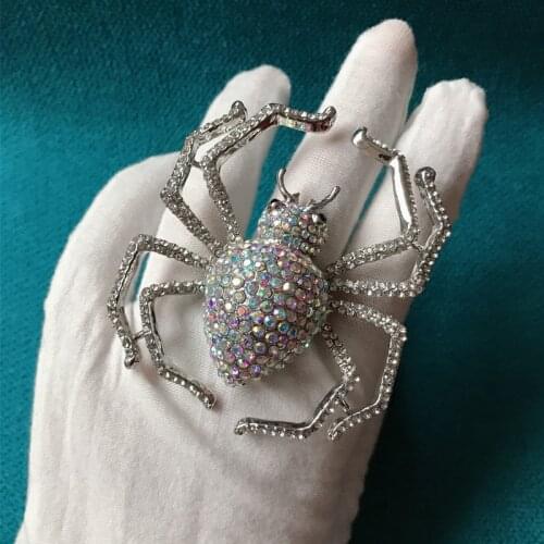 Bling Bling Crystal Spider Open Ring Women Animal Spider Finger Ring for Gift Party Fashion Jewelry Accessories