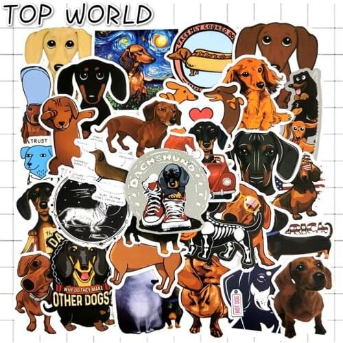 10/50 Pcs/pack Dachshund Dog Kawaii Sticker Laptop Skateboard Suitcase Sticker Waterproof Stickers Toy For Children