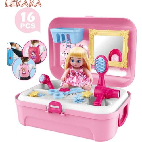 2019 Children Simulation Dresser Set Cosmetic Juguetes Makeup Toys Backpack Pretend Play Doll Toys for Girls Birthday Xmas Gifts