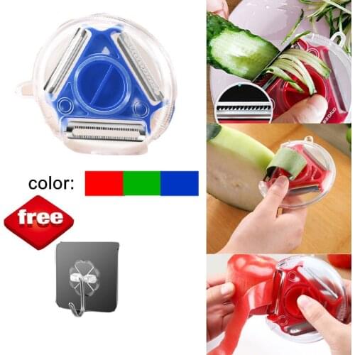 3 In 1 Rotary Peeler Knife Kitchen Gadgets Accessories Multifunctional Fruits Vegetables Shredder Cutter Planer Tool