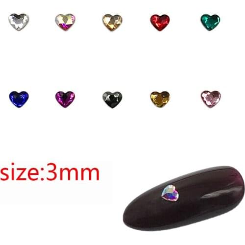 30/100Pcs Nail Art Rhinestone 3mm Mini Heart Flat Back Glass Crystal Shiny For Nail DIY Decoration Rhinestone
