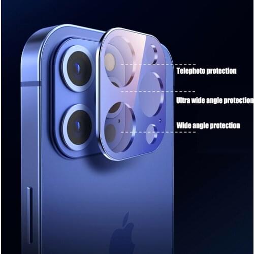 3D Titanium Alloy Metal Ring + Tempered Glass Case For iPhone 12 Pro Max 12 Mini Camera Lens Protecor 12Pro Film