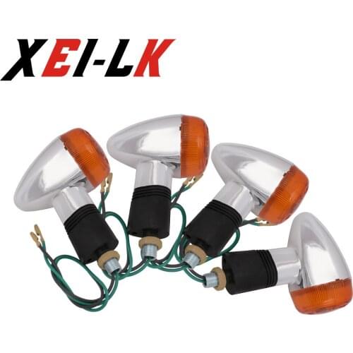 4 Pcs Chrome Turn Signals Lights For Harley Chopper Sportster Kawasaki Vulcan KZ 500 750