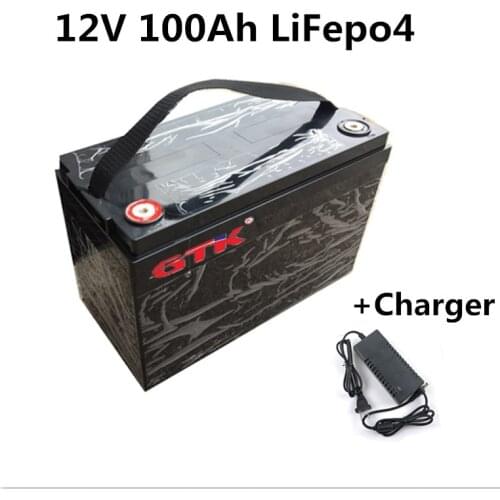 12V 100Ah LiFepo4 battery pack for solar storage UPS RV caravan camping motorhome golf cart yacht+5A charger