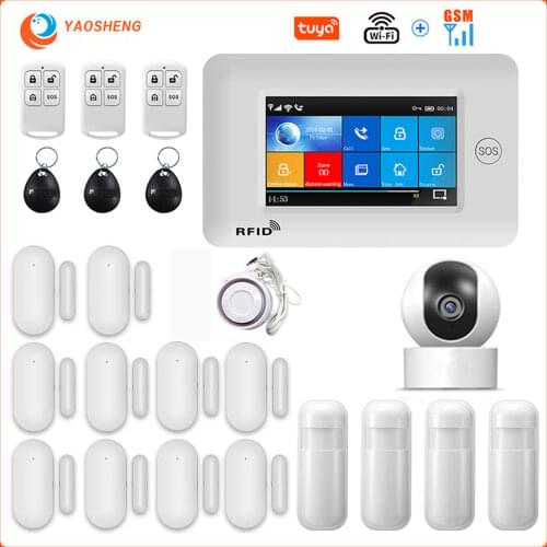 TUYA WIFI GSM Wireless Burglar Home Security Alarm System Smart life With IP Carema Compatible With Alexa And Google