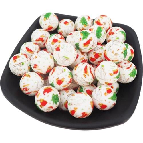 Chenkai 50PCS 15MM Silicone Leopard print Beads Baby Round Shaped Beads Teething BPA Free DIY Sensory Chewing Toy Accessories