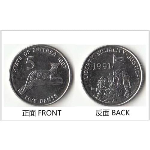 Eritrea 5 Cents Coins Africa New Original Coin Unc Collectible Real Rare Commemorative