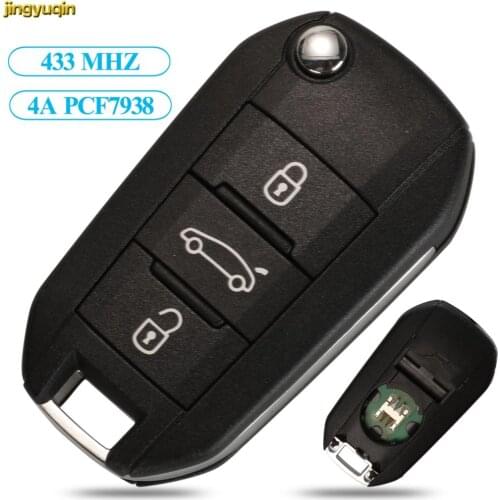 Jingyuqin Remote Flip Folding Car Key Control 433MHz PCF7938 4A Chip For Citroen C4 C4L C-Elysee Aircross C5 C6 3 Buttons