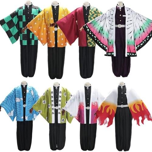 Demon Slayer Kimetsu no Yaiba Kimono Suit Agatsuma Zenitsu Kamado Tanjirou Tomioka Giyuu Kochou Shinobu Uniform Cosplay Costume