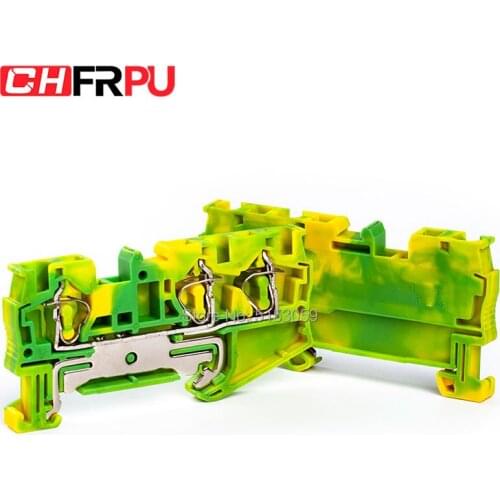 1Pcs ST4-TWIN-PE Din Rail Three conductor spring cage terminal block One in two out Earthed wire terminal block