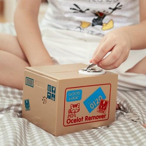 Cat Piggy Bank Coin Box Dog Deposit Saving Money Safe Box Electronic Cash Plastic Safety Deposit Box for Children Kid Home