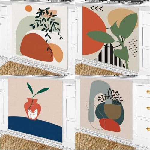 Scenic Printed Cabinet Short Curtains Dustproof Half-curtain Kitchen Storage Shoe Shelf Wardrobe Dust Cover Window Door Curtain