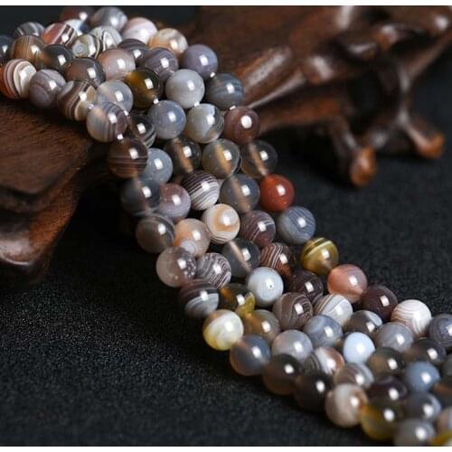 2 Strands Natural Botswana Agates Sardonyx Round Loose Beads A+ Quality Grey Agates 15" Strand 4 6 8 10 12 MM