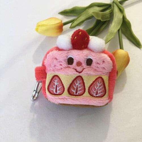 Anime Plush Kawaii Bag Keychain Cute Pink Strawberry Cake Coin Purse Wallet Gigt for Girls Kids bags Pendants Wholesale