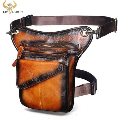 Soft Grain Leather Men Female Multi-function Design Sling Shoulder Bag Fashion Travel Fanny Waist Belt Pack Drop Leg Bag 211-3