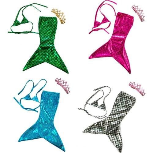 Doll Dress Up Clothes Suit Sequined Fishtail Swimsuit Set Fashionable Bikini for 18 Inches US Girl Doll Accessories