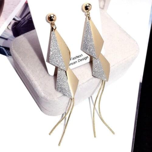 New Net Red Geometric Earrings Temperament Diamond Fashion Wild Rhinestone Personality Bar Earrings Long Super Fairy Earrings