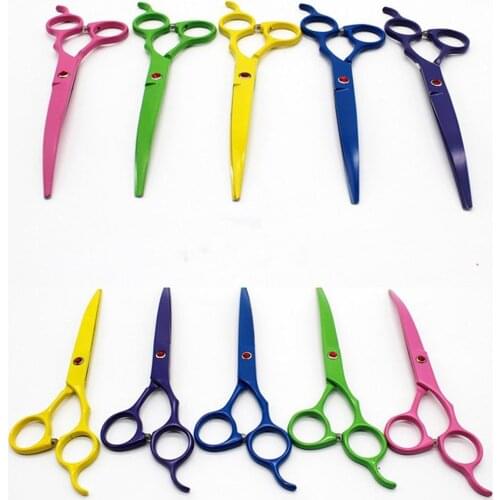 Stainless Steel Pet Dogs Gromming Scissors Up Down Curved Shears Sharp Edge Animals Cat Hair Cutting Barber Cutting Tools Kit
