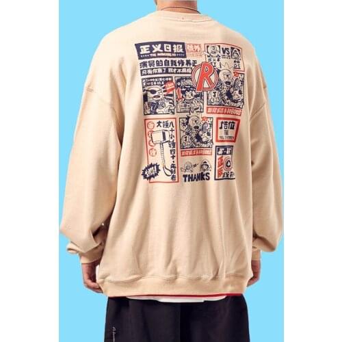 Autumn and winter fake two-piece sweater mens loose round neck long-sleeved trendy top