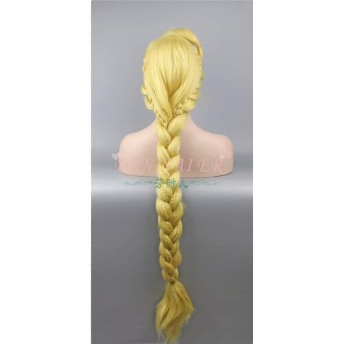 Adult Tangled Cosplay Wig Princess Rapunzel Long Braids Blonde Synthetic Hair