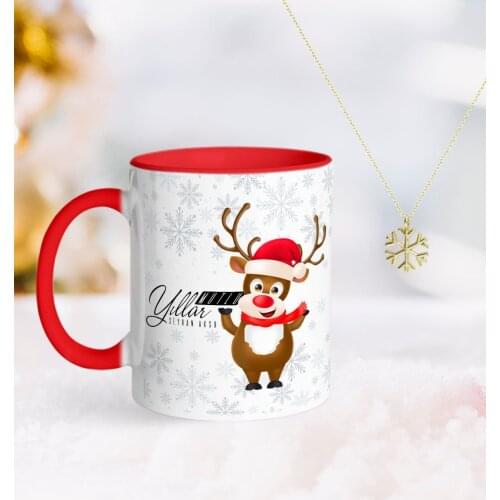 Personalized Christmas Happy Birthday Red Mug and Snow Them Kolye-11