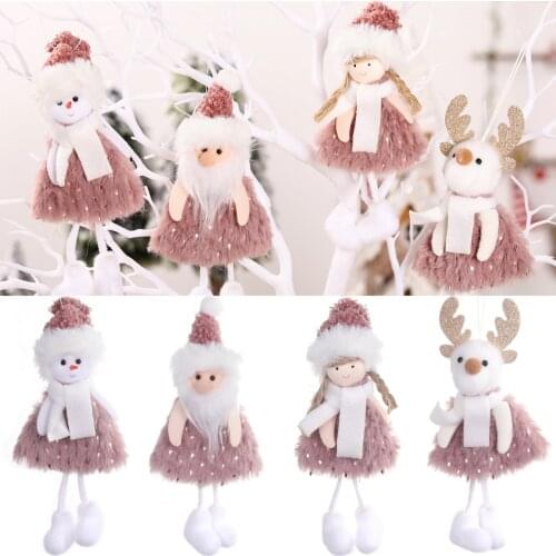 Christmas Pink Angel Doll Pendant Merry Christmas Decoration for Home 2021 Xmas Gifts Navidad Christmas Tree Ornaments New Year