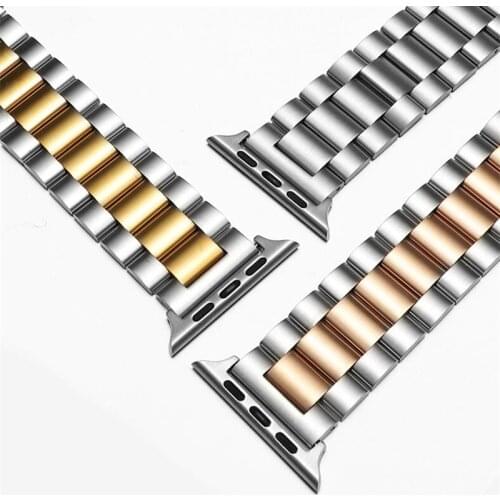 For Apple Watch Band 42/44mm Black Gold Stainless Steel Bracelet Buckle Strap Adapter for Apple Watch 4 3 iWatch Band 38 40mm