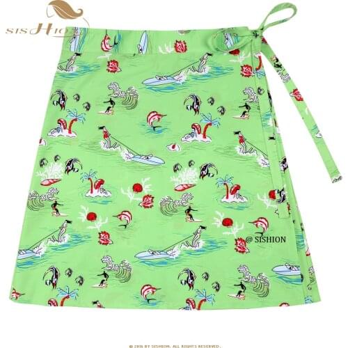 SISHION Summer Sarong Beach Boho Sexy Skirt SS0015 Knee Length Green Quick Wrap Athletic Cover Up Multitasks Short Wrap Skirt