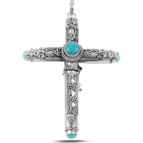 Silver Open Cap Cross Pendant