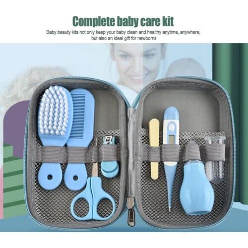 Baby Care Products Nasal Aspirator Medicine Feeder 8-piece Cartoon Bag Set Baby Nail Scissors Manicure Scissors