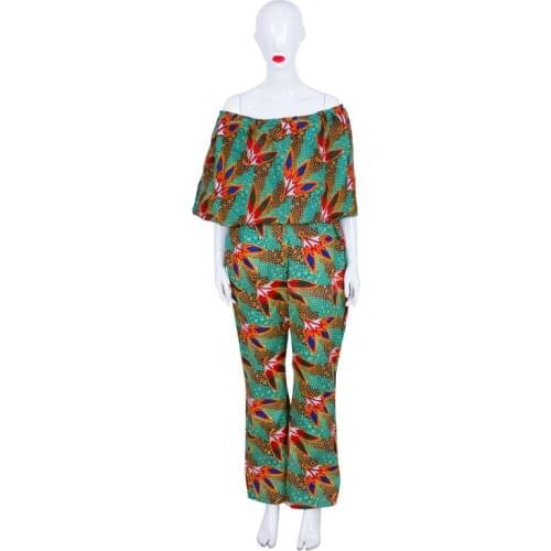 In Stock Women Jumpsuits African Print Off Shoulder Fashion Jumpsuits Women Plus Size African Clothing XH144