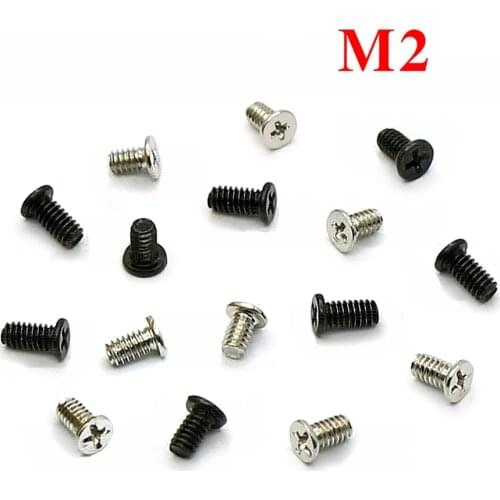 100Pcs M2 Carbon Steel Phillips Flat Thin Head Laptop Drive Screw Computer Repair Screw Harden Length 3/3.5/4mm