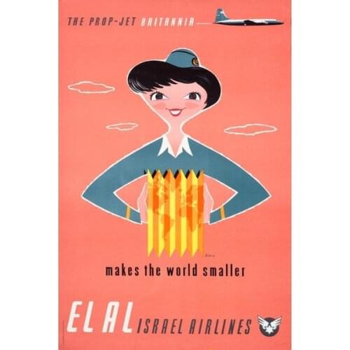 Vintage Tin Poster El Al Israel Airlines Rust Metal Tin Sign 8x12 Inch Retro Art Home Kitchen Bar Restaurant Garage Garden Wall