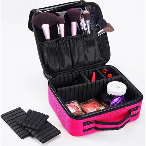 Waterproof Oxford Makeup Organizer Storage Box Multilayer Detachable ZipLock Beautician Cosmetic Case Toiletries Suitcase Holder
