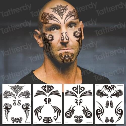 Temporary men tattoos black henna neck tattoo for boys makeup henna temporary tattoo face sticker body decal sheet waterproof