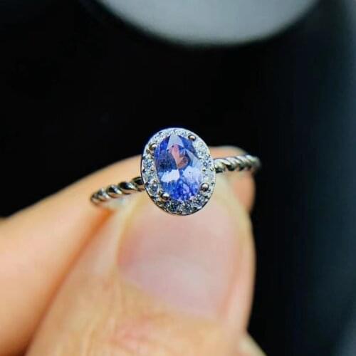 CoLife Jewelry 100% Natural Tanzanite Silver Ring for Engagement 4mm*6mm Tanzanite Silver Ring 925 Silver Tanzanite Jewelry