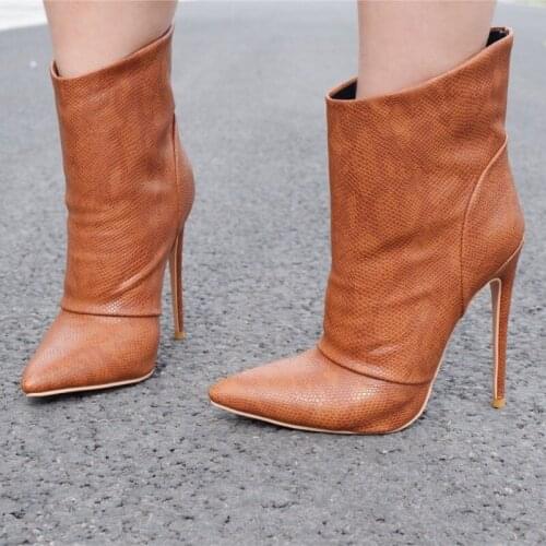 Plus Size 34-43 Ankle Boots Women New Design Autumn Winter Shoes Women Fashion Pointed Toe Thin High Heels Botas Woman Footwear