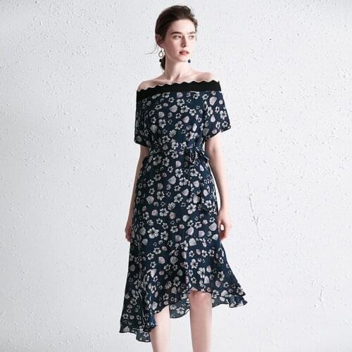 Floral Summer Off Women Shoulder Elegant 200% Silk Beach Boho Strapless Dress Party Vestidos Fsz-22028 KJ5649