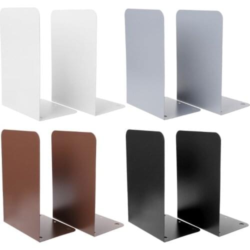 1 Pair Metal Bookends Organizer Desktop Office Home Book Shelf Storage Holder Book Ends