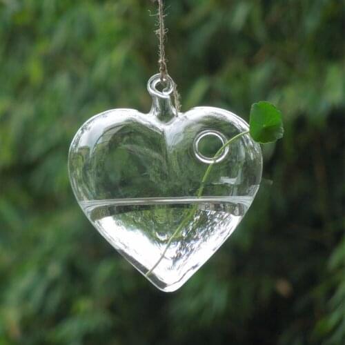 Free Shipping 12pcs/pack Heart Shaped Glass Terrarium Home Decorative Car Decorative Creative Hanging Vase