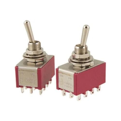 2 Pcs AC 250V 2A 120V 5A 12 Pin 4PDT ON/ON Toggle Switch