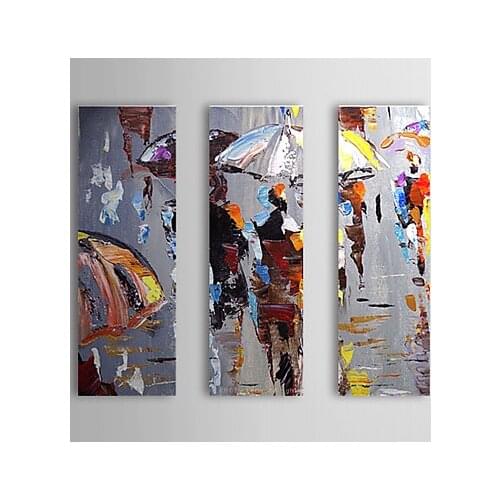 3 Panel Hand painted Modern Abstract Rainy umbrella Oil Painting on Canvass Cuadros Pictures for Wall Decorations Living Room