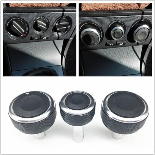 3pcs Fit For Skoda Superb Octavia MK1 Switch Knob Knobs Heater Climate Control Buttons Dials Frame Ring A/C Air Con Accessories