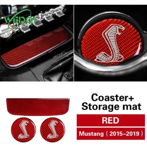 3D Cup Holder Insert Mats For Ford Mustang Coaster Pads Carbon Fiber Cup Pad Sticker Cover Trim 2021