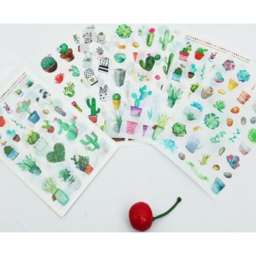 6pcs cute cactus sticker pvc Organizer Calendar Diary Book Planner Scrapbook Decoration Diary Sticker papeleria