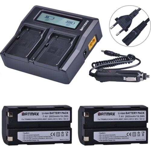 D-Li1 Batteries 2600mAh 54344 Battery Akku + Rapid LCD Dual Charger for Trimble 5700,5800,R6,R7,R8,TSC1 GPS RECEIVER Batteries